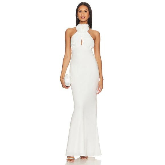 Stone Cold Fox x REVOLVE Katie Gown Rosette Halter Formal Bridal Party Wedding S - Picture 2 of 10